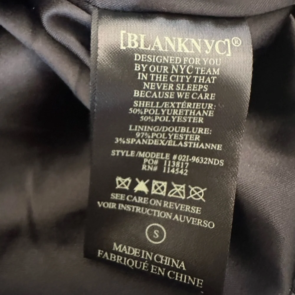 BLANK NYC Moto Jacket Vegan Leather Matte Black Onyx Women’s Size XS Small NEW - Picture 10 of 15